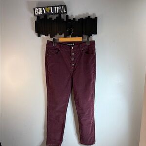 Design Lab Lord & Taylor Burgundy Cropped Button-Front Pants